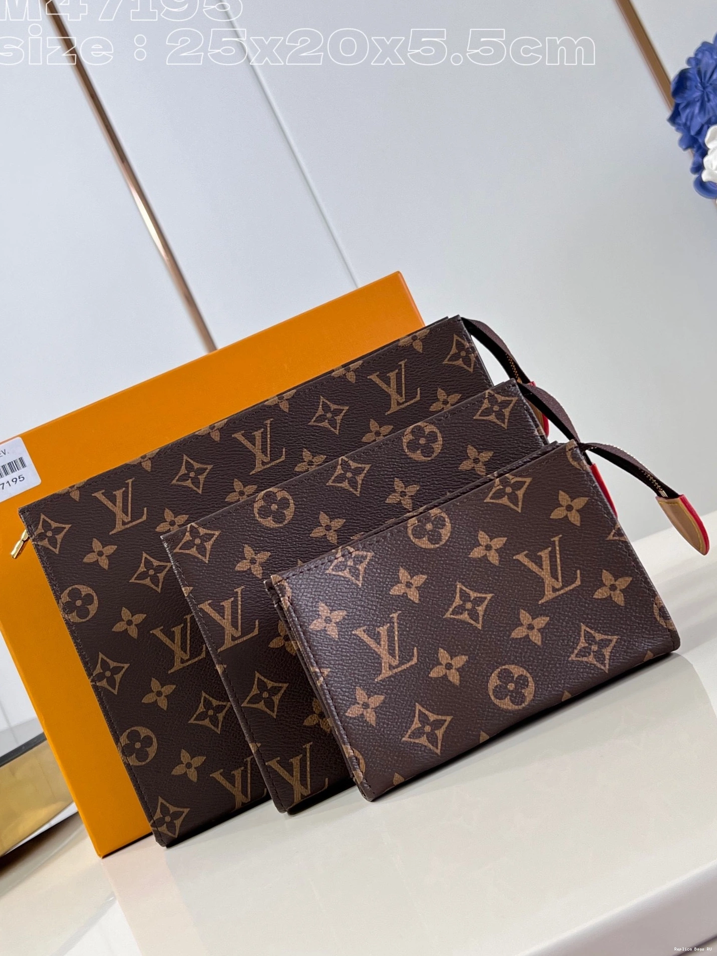Cheap LOUIS Trio Pouch-25*20*5.5cm VUITTON Toilet 0818
